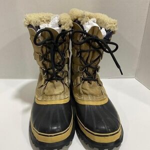 Tan and black Sorel  Caribou boots Vtg short men 9. SKU493#winterboots